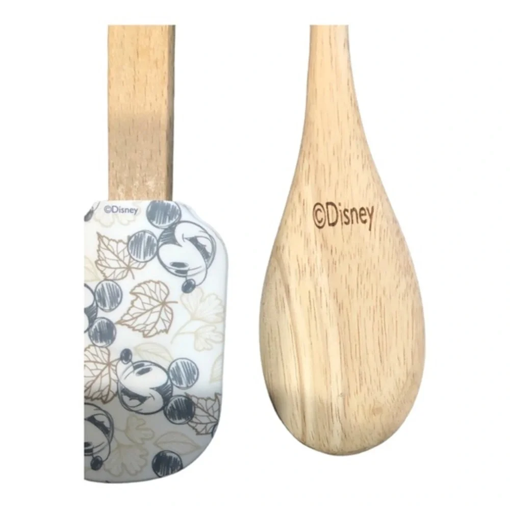Disney Mickey Mouse 2piece spoon‎ spatula silicon & wood cooking and mixing set